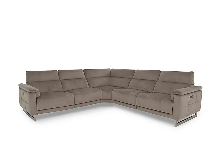 Moet Large Fabric Power Recliner Corner Sofa with Telescopic Headrests - Opulence Cedar