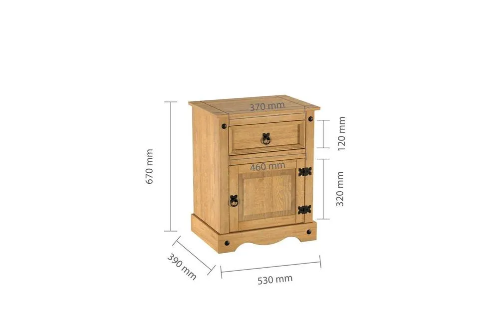 Birlea Pair of Corona Large 1 Drawer Bedside Cabinet Bedside Mexican Chest in Natural 3
