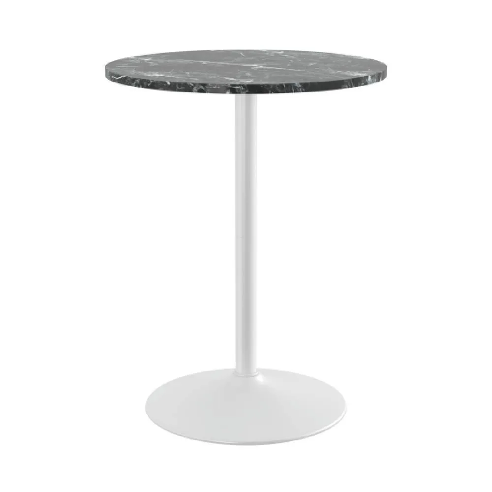 netfurniture Richmond White Bar Table 96cm Black Marble