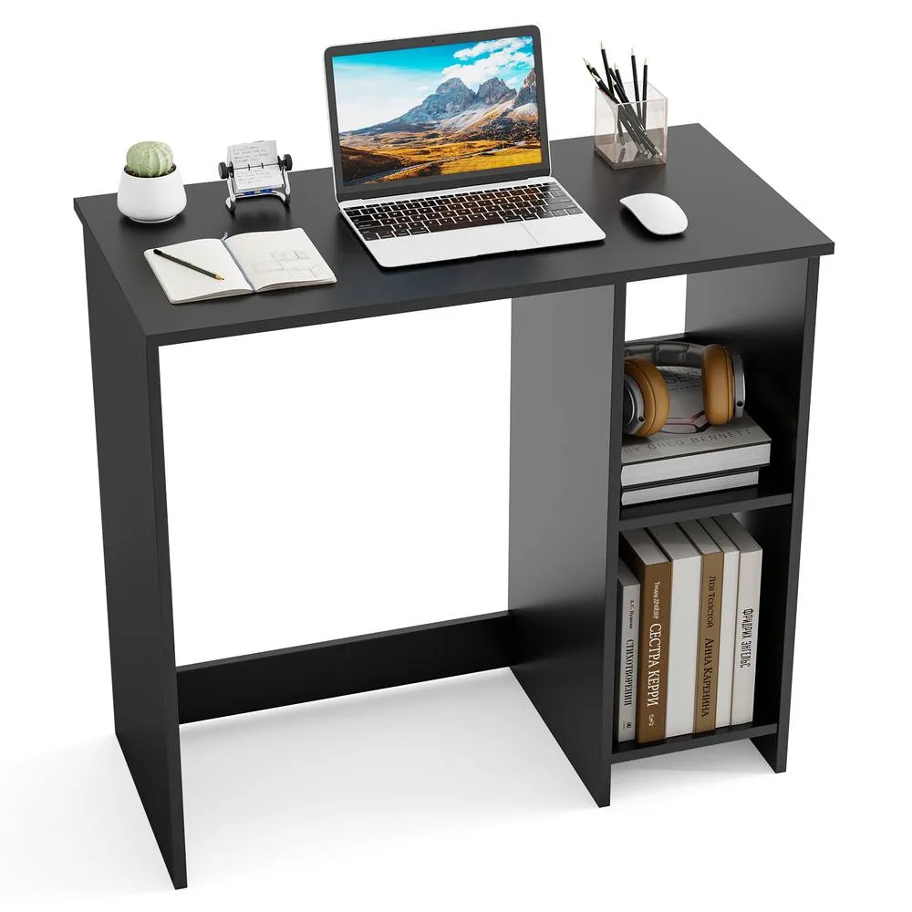 Costway Small Computer Desk 80 CM Home Office Desk for Small Space-Black in Black 4