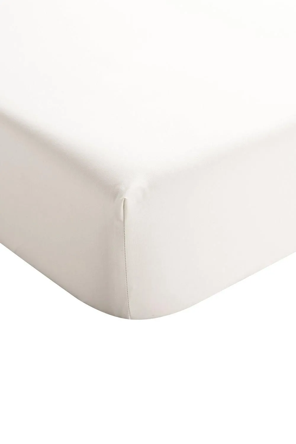 CHRISTY 400TC Luxury Cotton Sateen Plain Dye Bedding Fitted Sheets in Ivory