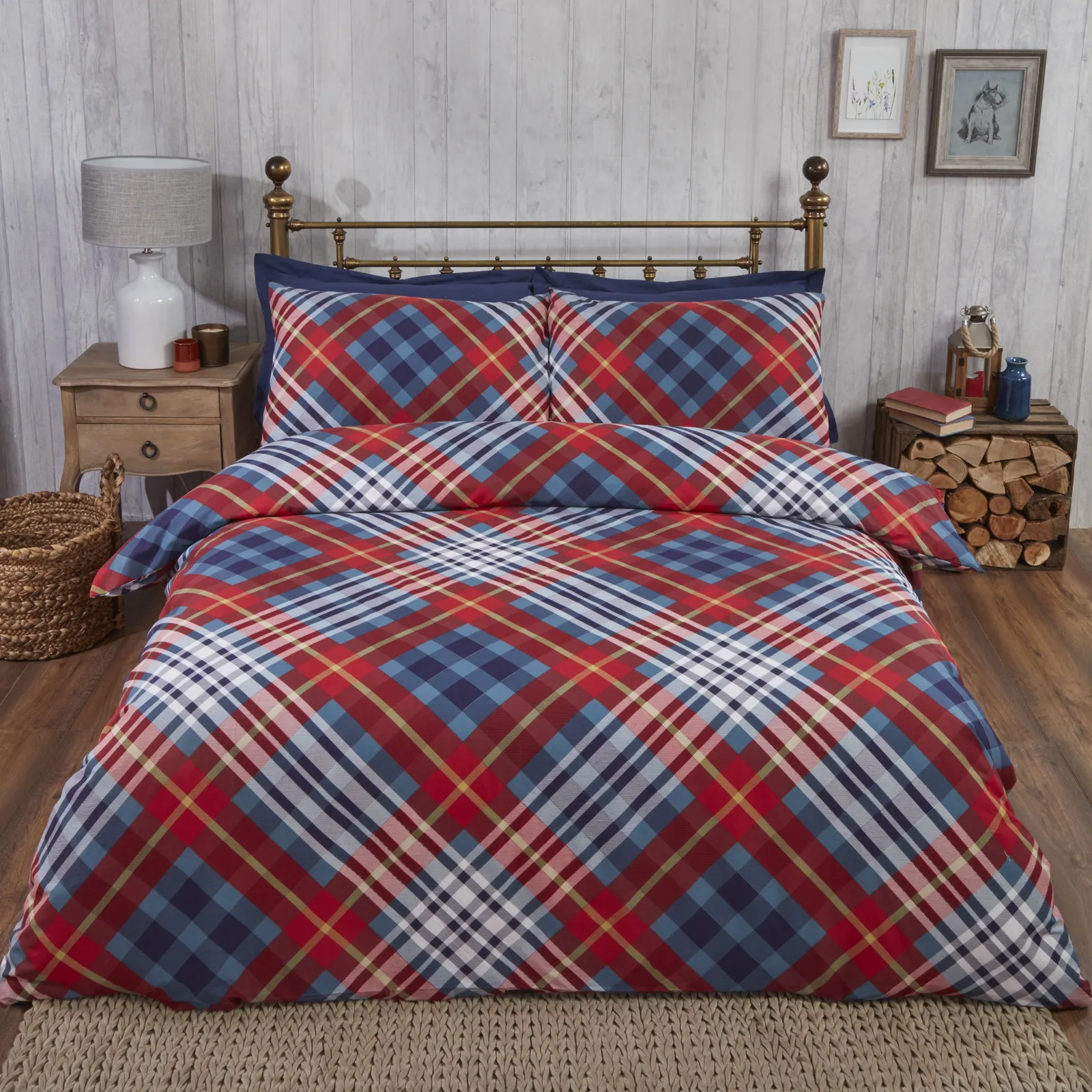 Rapport Home Tartan BC Duvet Cover Set with Pillowcase in Red