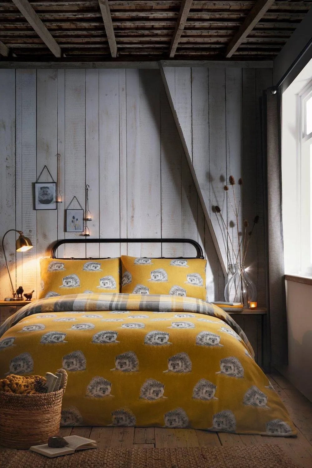 Dreams & Drapes 'Colville Check' 100% Brushed Cotton Duvet Cover Set in Mustard 3
