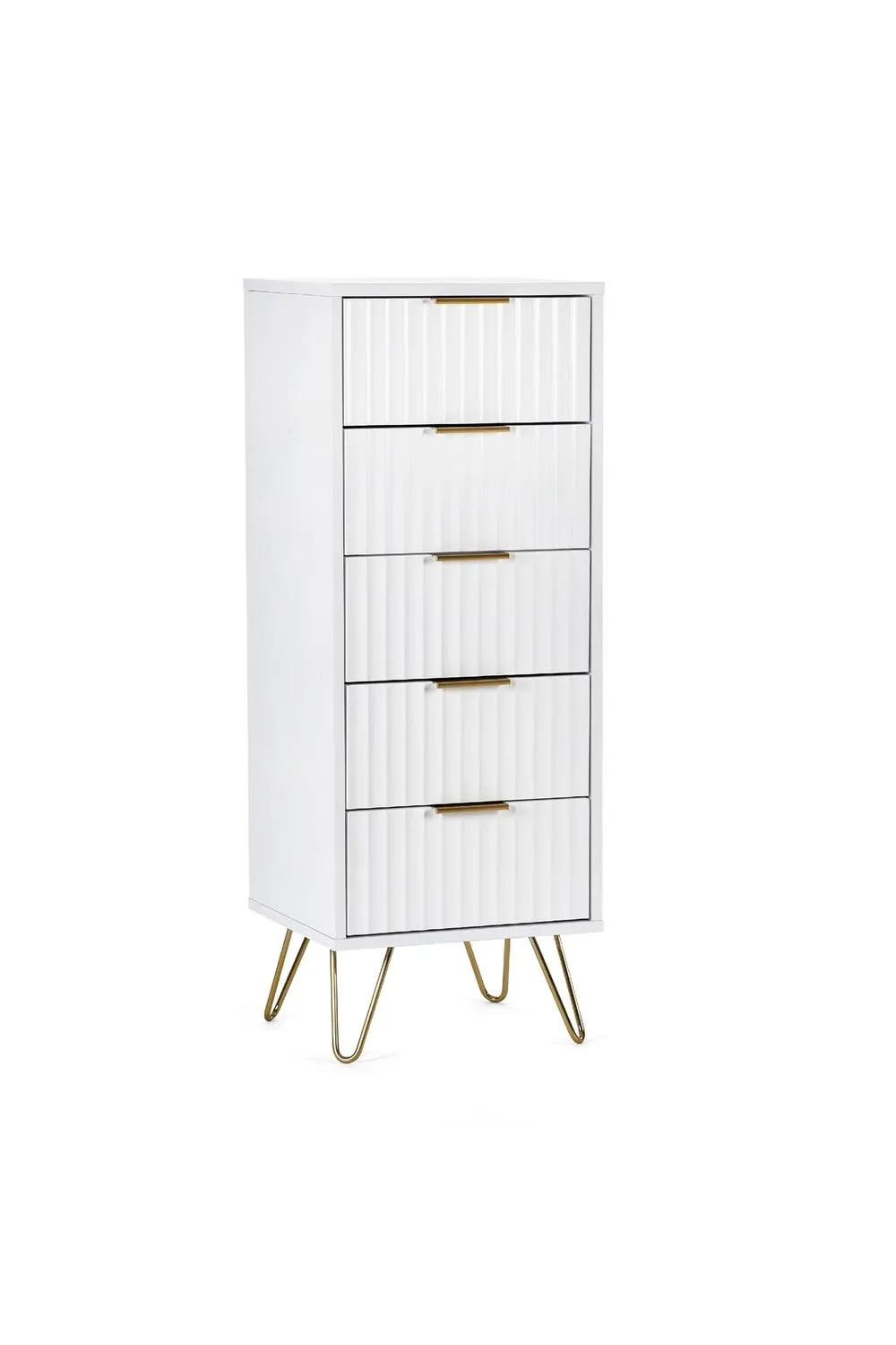Julian Bowen Murano 5 Drawer Tall Slim Chest in White 3