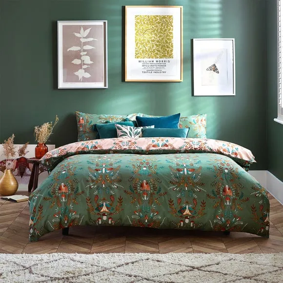 Furn. Luna Wood Duvet Cover and Pillowcase Set 1