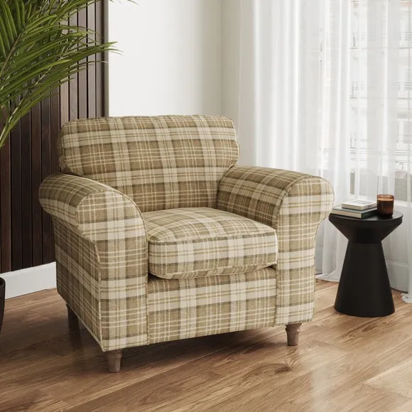 Flori Woven Check Fabric Orkney Armchair 1