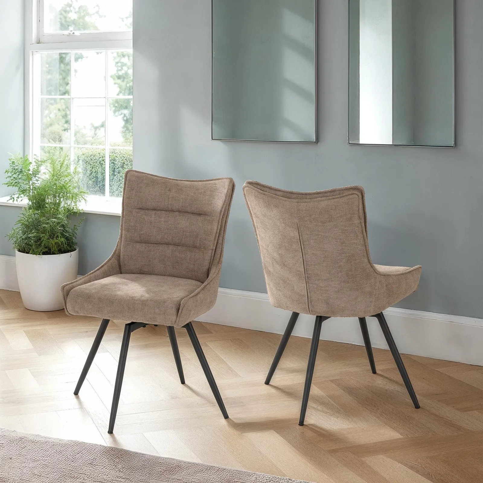 Seconique Lewis Swivel Dining Chair in Fawn 1