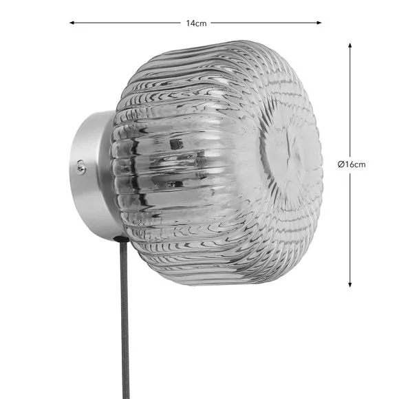 Riley Ribbed Plug In Wall Light 6