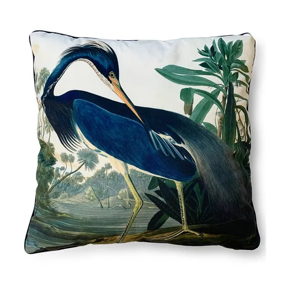 The Art Group John James Audubon Louisiana Heron Velvet Square Cushion 2