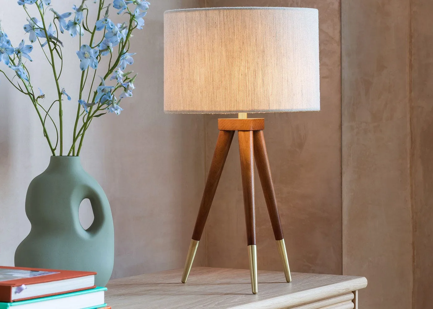 Heal's Hawkins Tripod Table Lamp Walnut Finish 2