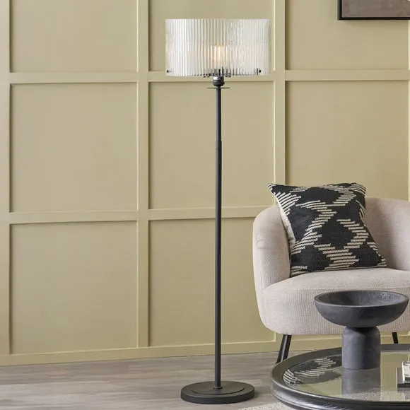 Pacific Lifestyle Clara Ribbed Glass Metal Round Floor Lamp