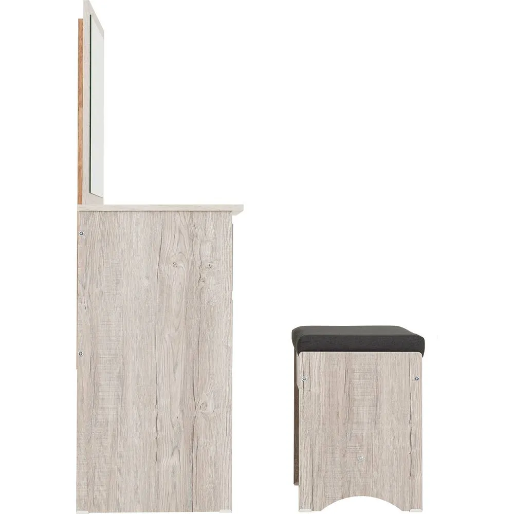 Seconique Malvern 3 Drawer Dressing Table Set - Urban Snow in Light Grey 5