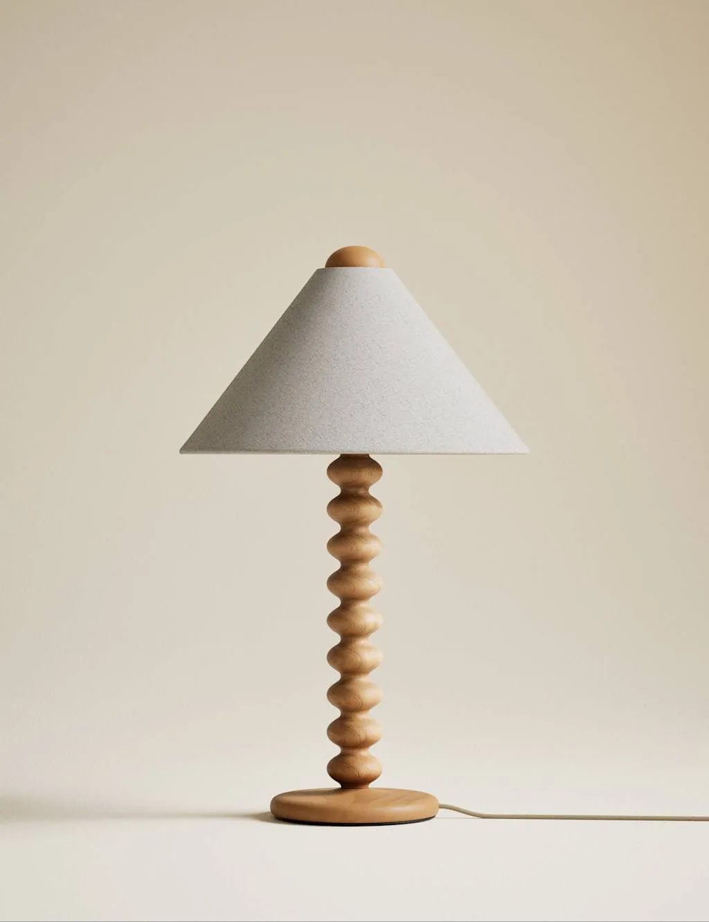 M&S Evelyn Wooden Bobbin Table Lamp Wood