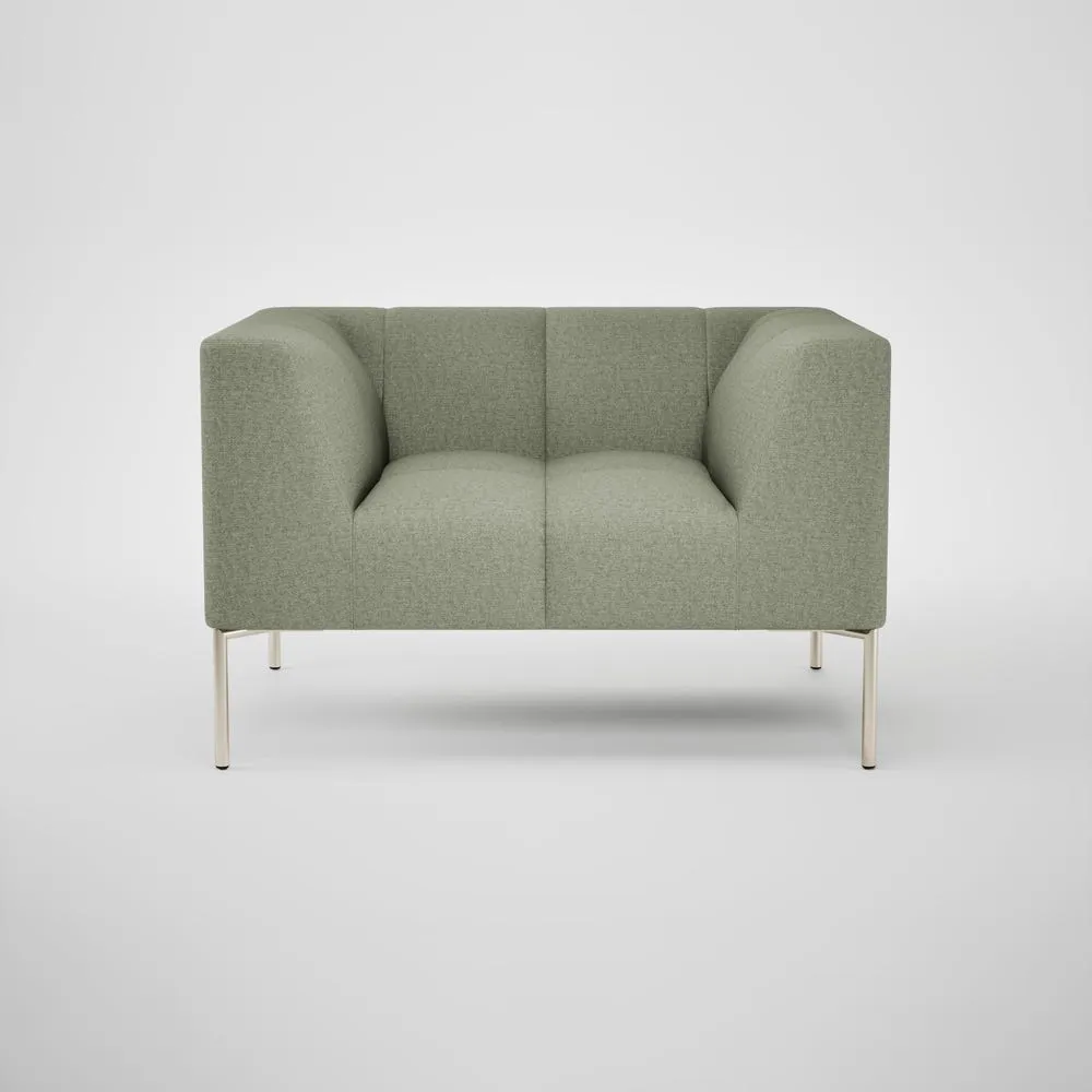 Heal's Quadro Armchair Siena Cotton Shale Grey Stainless Steel Feet 1