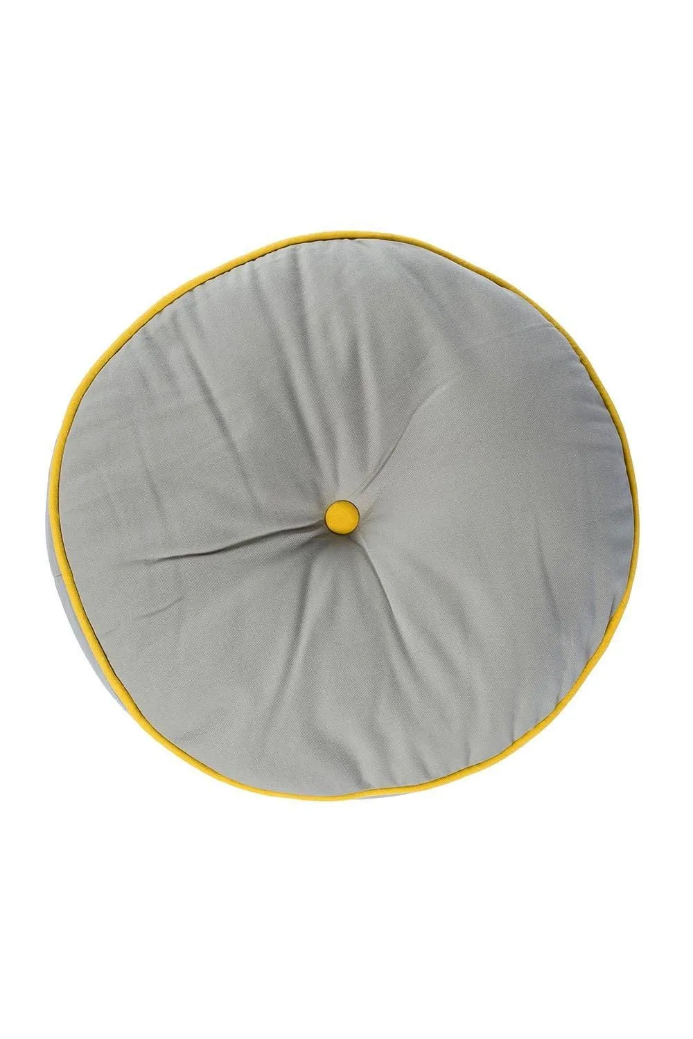Homescapes Round Cotton Floor Cushion Soft, Comfy & Machine Washable in Grey