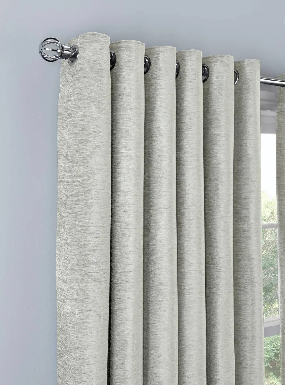 Smart Living Luxury Chenille Eyelet Lined Curtains - 2 Panels in Cream 6