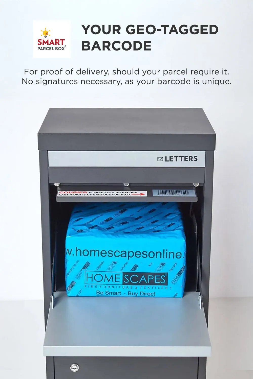 Homescapes Smart Parcel Box® Large Front Access Secure Delivery Box in Grey 6