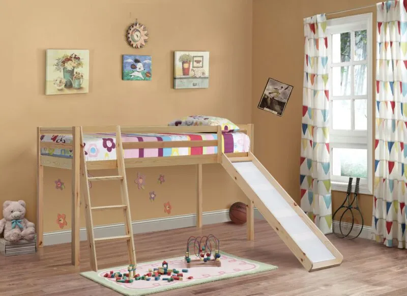 Comfy Living Ltd 3ft Wooden Mid Sleeper Various Colours With Slide in Natural 1