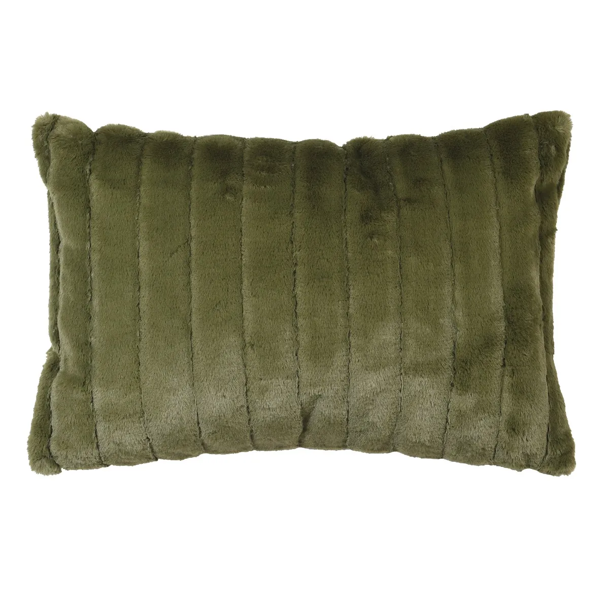 Olive Faux Fur Cushion, Square Fabric | Barker & Stonehouse