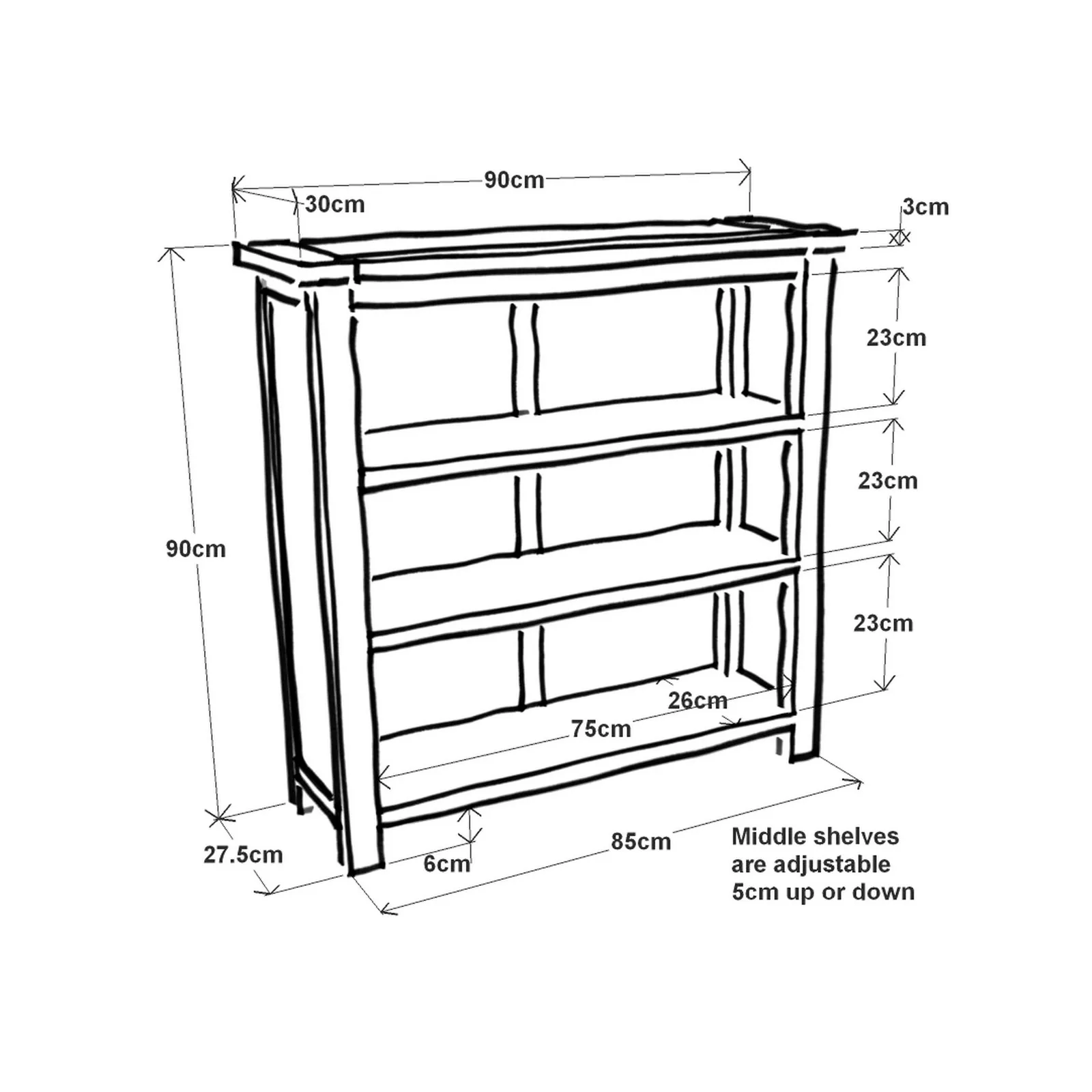 Cabinet Bits Bookcase 90x90x30cm in Light Grey 5