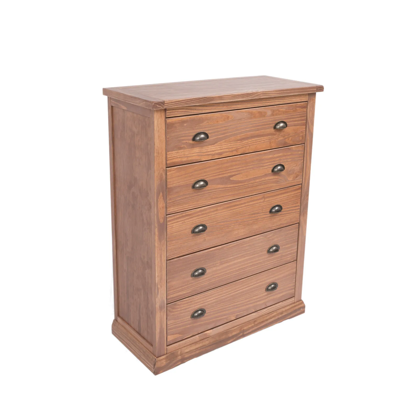 Cabinet Bits Tirolo 5 Drawer Chest of Drawers Brass Cup Handle in Brown 3