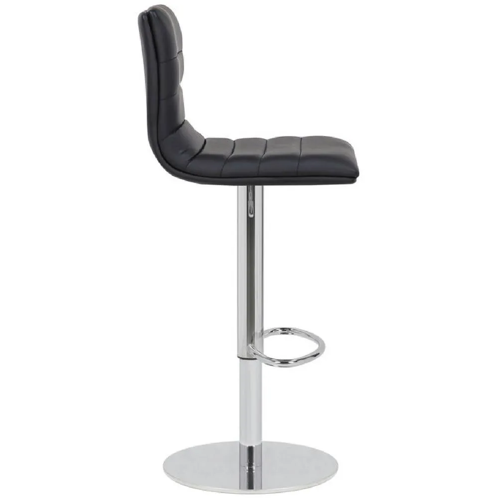 netfurniture Alpino Chrome Adjustable Bar Stool with Weighted Round Base in Black 4