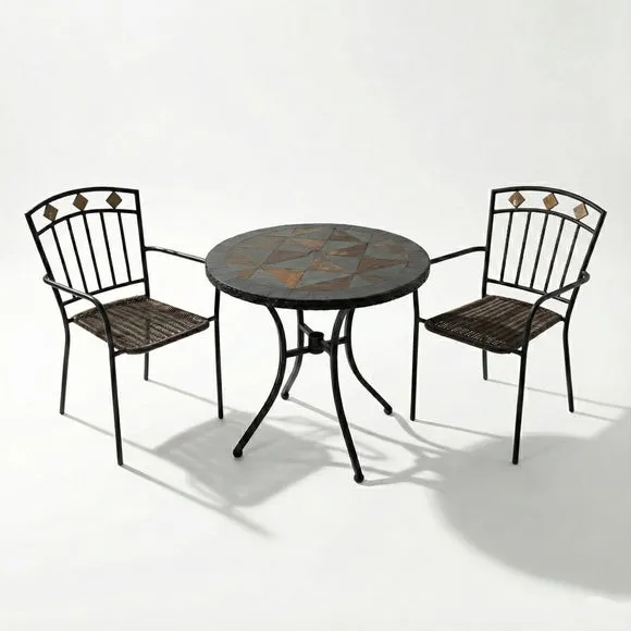Tampa 76cm Bistro Table Set with 2 Mayfield Chairs 2