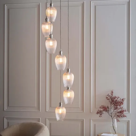 Vogue Sturt 7 Light Ribbed Adjustable Cascade Pendant Light