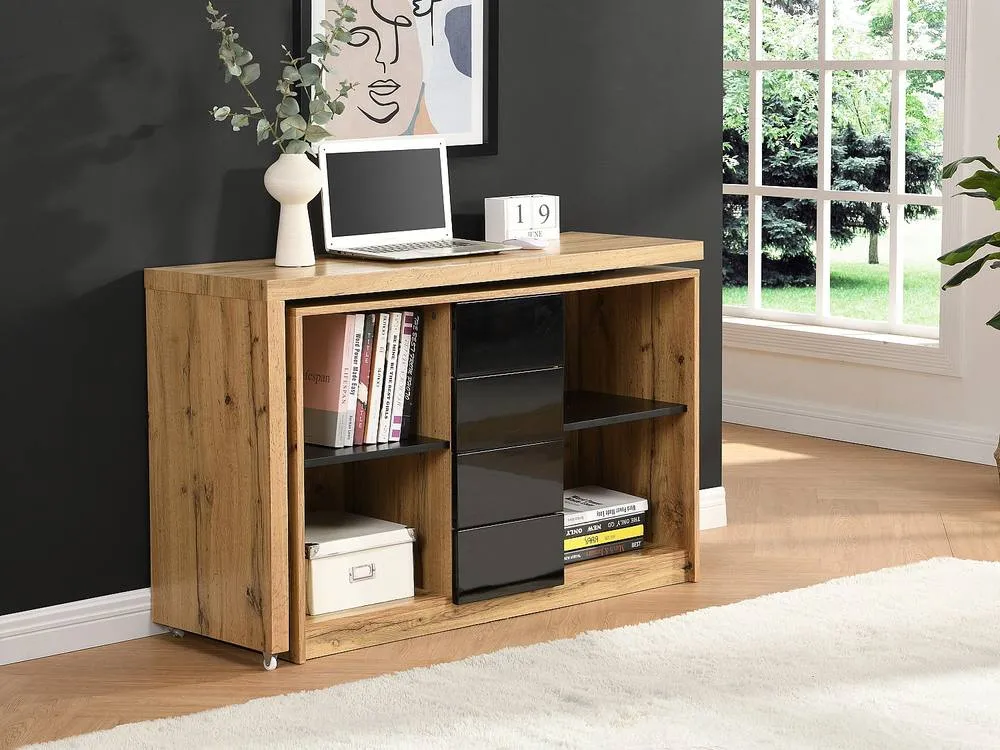 Vente-unique Extendable Desk With 360° Swivel Top - MDF - Natural & Black 4