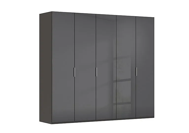 Formes 5 Door Bifold Wardrobe with Glass Doors - Graphite/Basalt Front