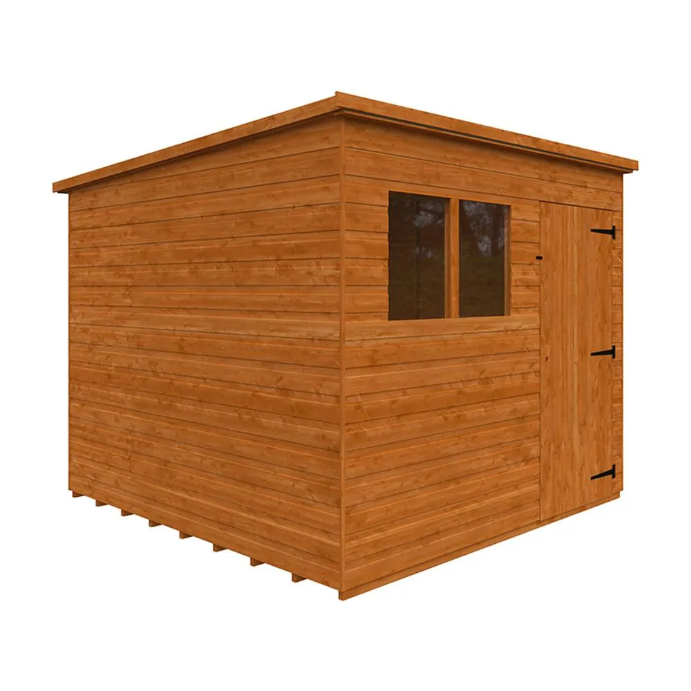 Buttercup Farm 8 x 8 Feet Super Pent 12mm Shed - Solid Wood/Softwood/Pine in Burnt Orange