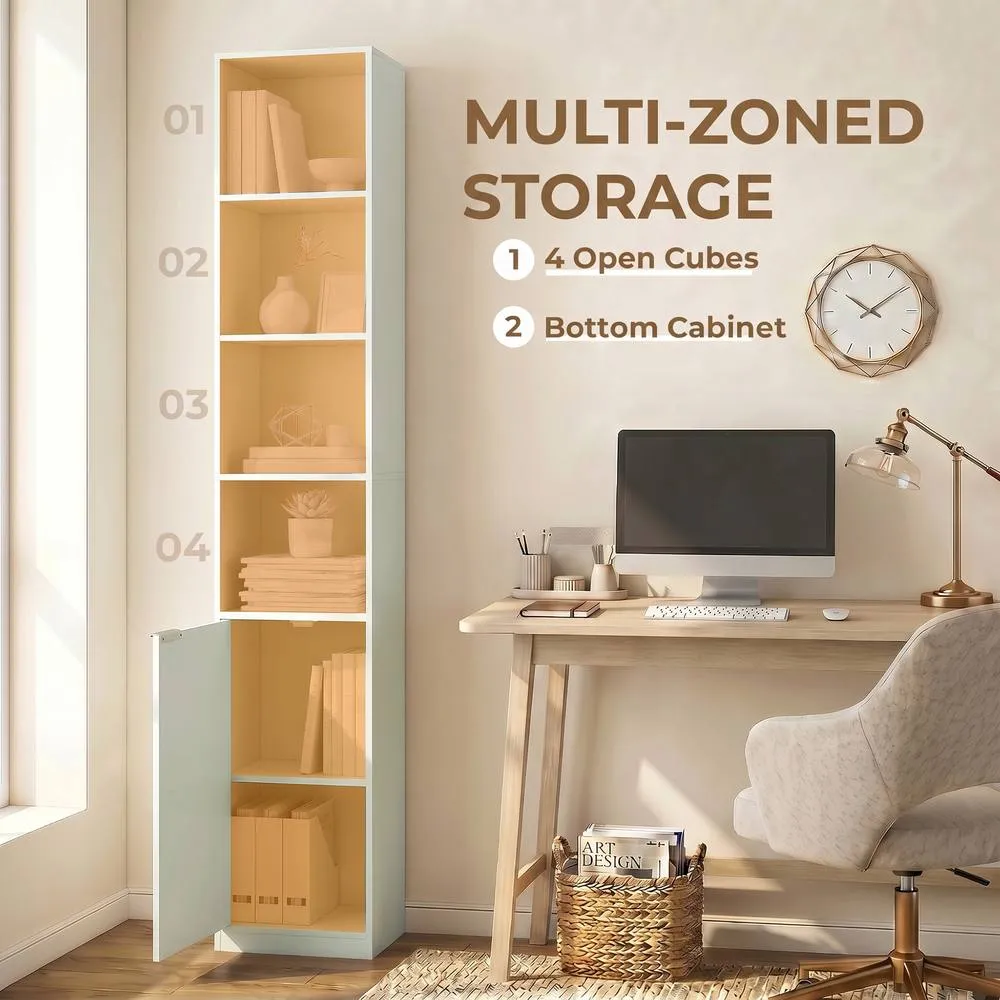 HOMCOM Bookcase Adjustable Shelf 6-Tier in Light Green 4