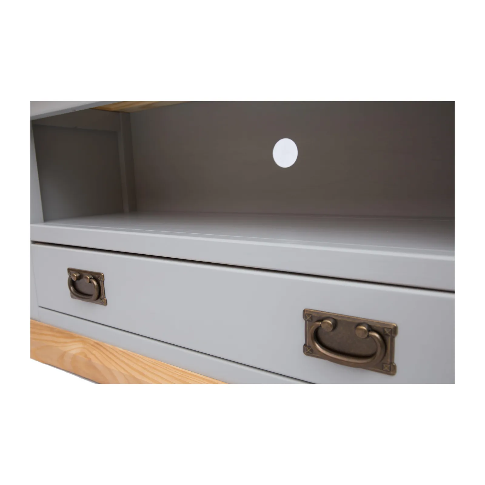 Cabinet Bits Bomporto Light Grey 1 Drawer TV Cabinet Brass Drop Handle 5