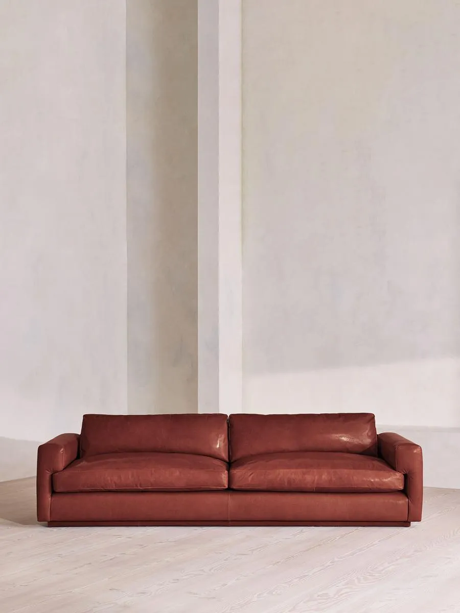 Mossley Four Seater Sofa, Leather, Sangria