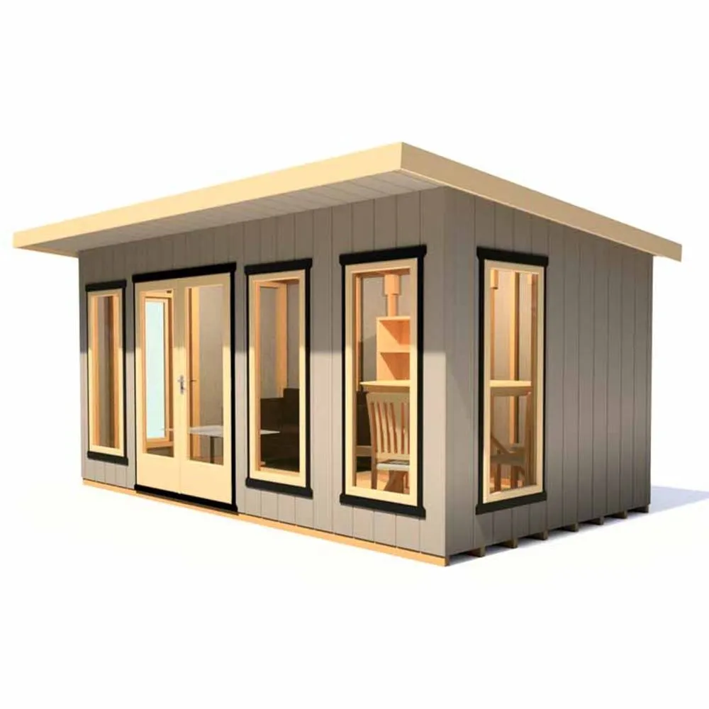 Shires Cali 16x8 ft Pent & Storage Garden Office - L334xW509.4xH246.1 cm in Light Brown 5
