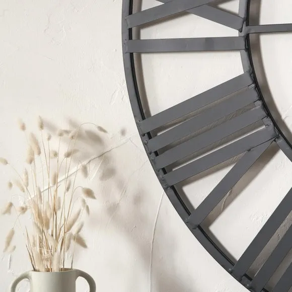 Large Industrial Black Skeleton Wall Clock 4