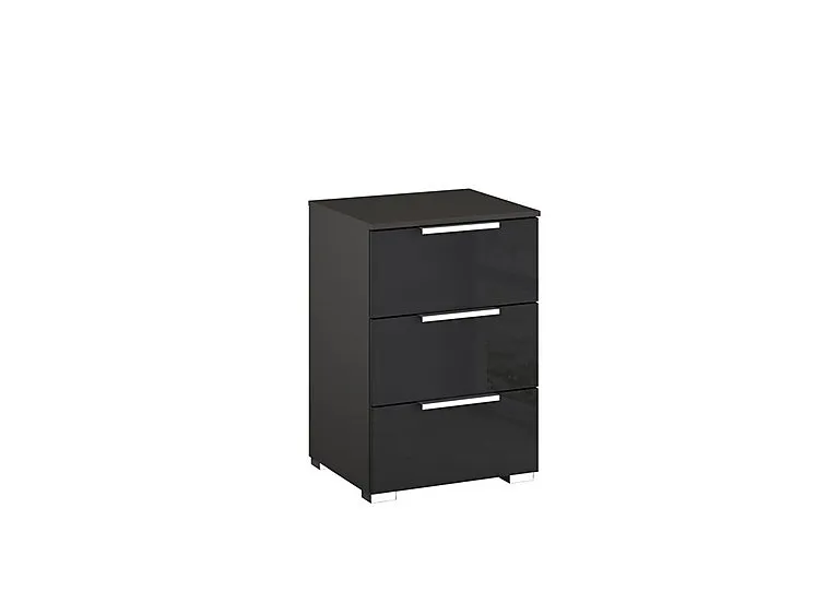 Formes Glass 3 Drawer Bedside Chest - Graphite/Basalt Front