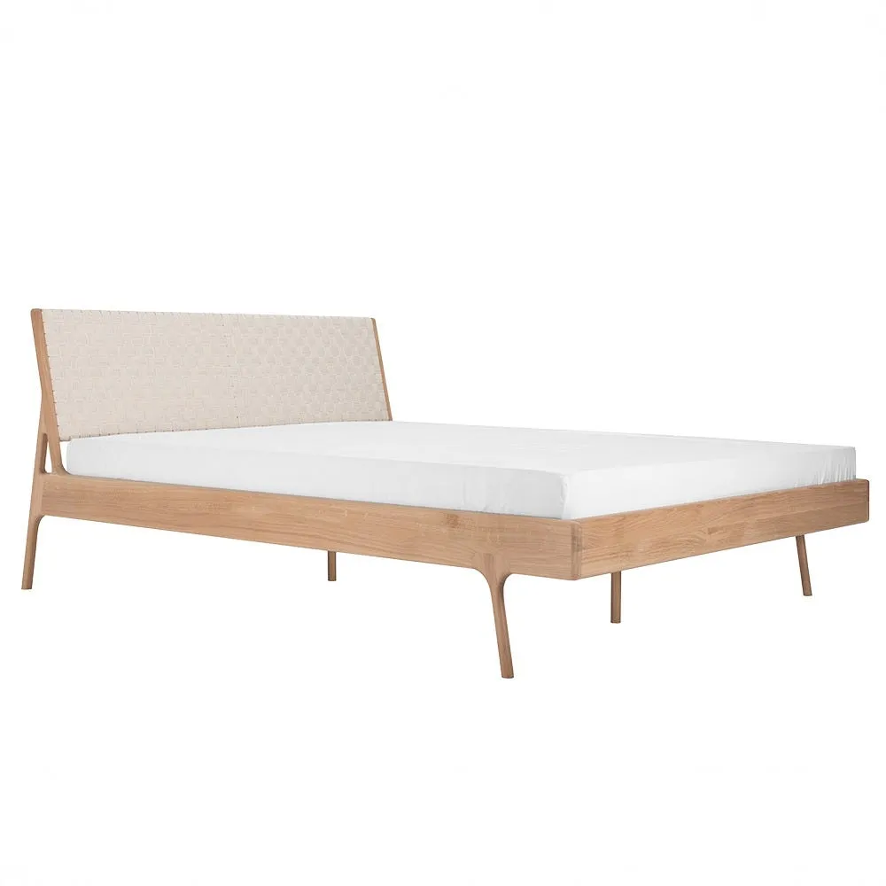 Gazzda Fawn Super King Bed Oak White Cotton Webbing 2