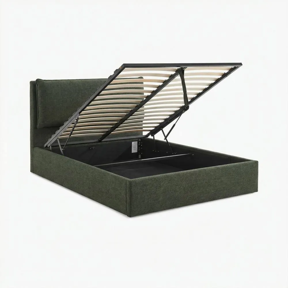 FurnitureboxUK Tilly Green Fabric Ottoman Double Bed Frame 6