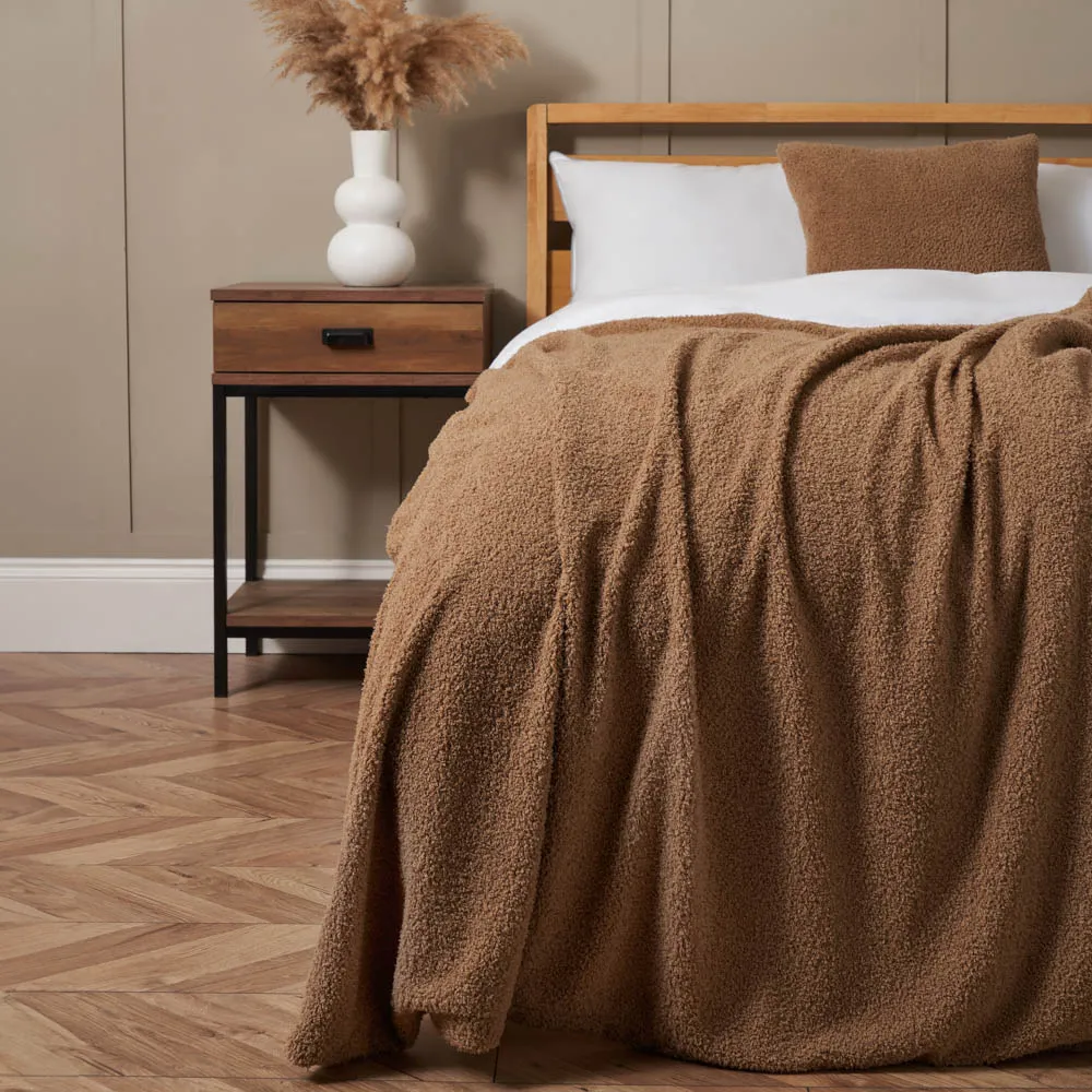 Really Soft Teddy Bear Fleece Throw, Brown 1