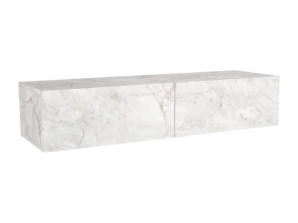 Vente-unique Wall-Mounted Console Table With 2 Doors - White Marble Effect - TENIDA 5