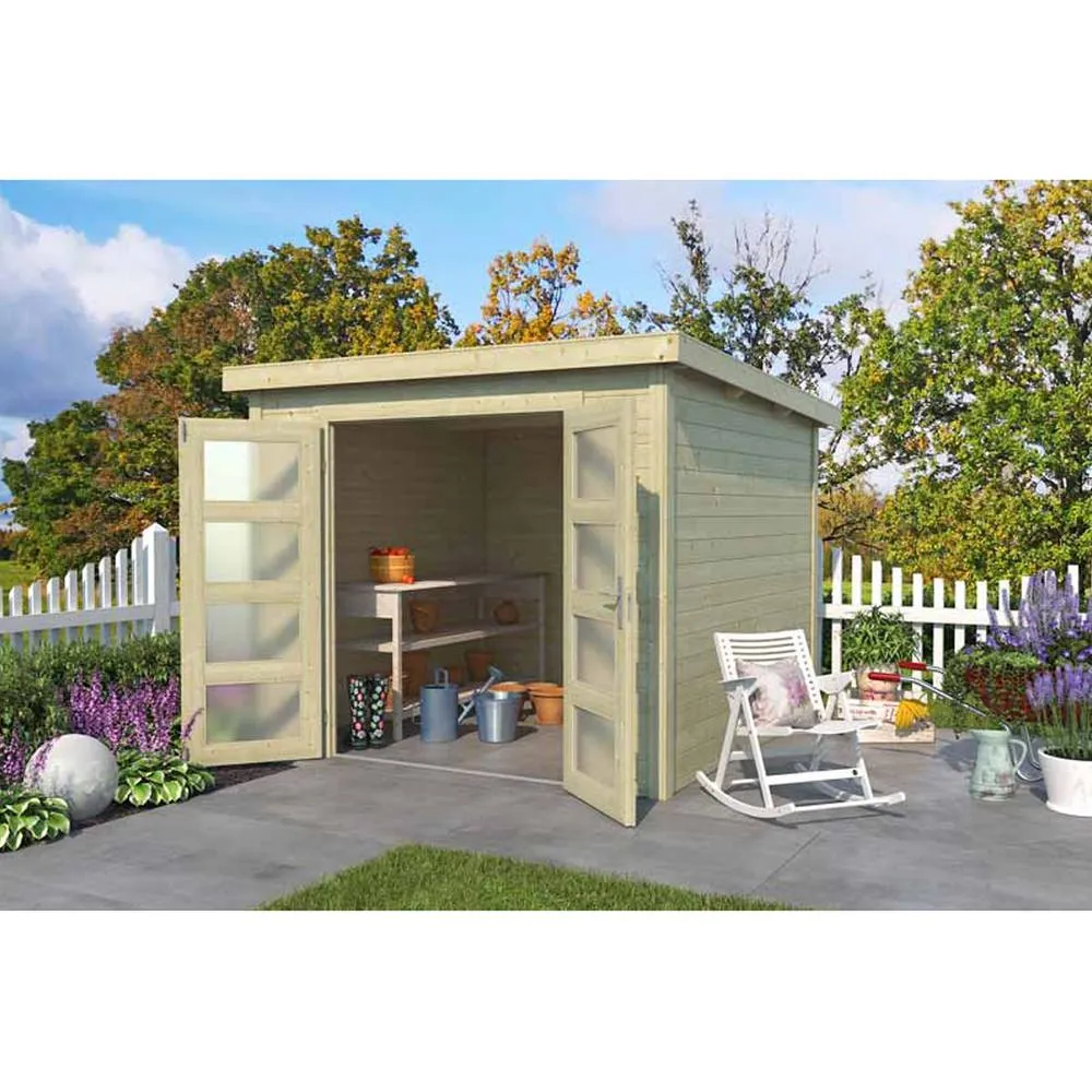 Lasita Maja Ltd Zambezi 5-Log Cabin, Garden Room, Home Office - L270xW324.8xH210.9 cm in Light Green