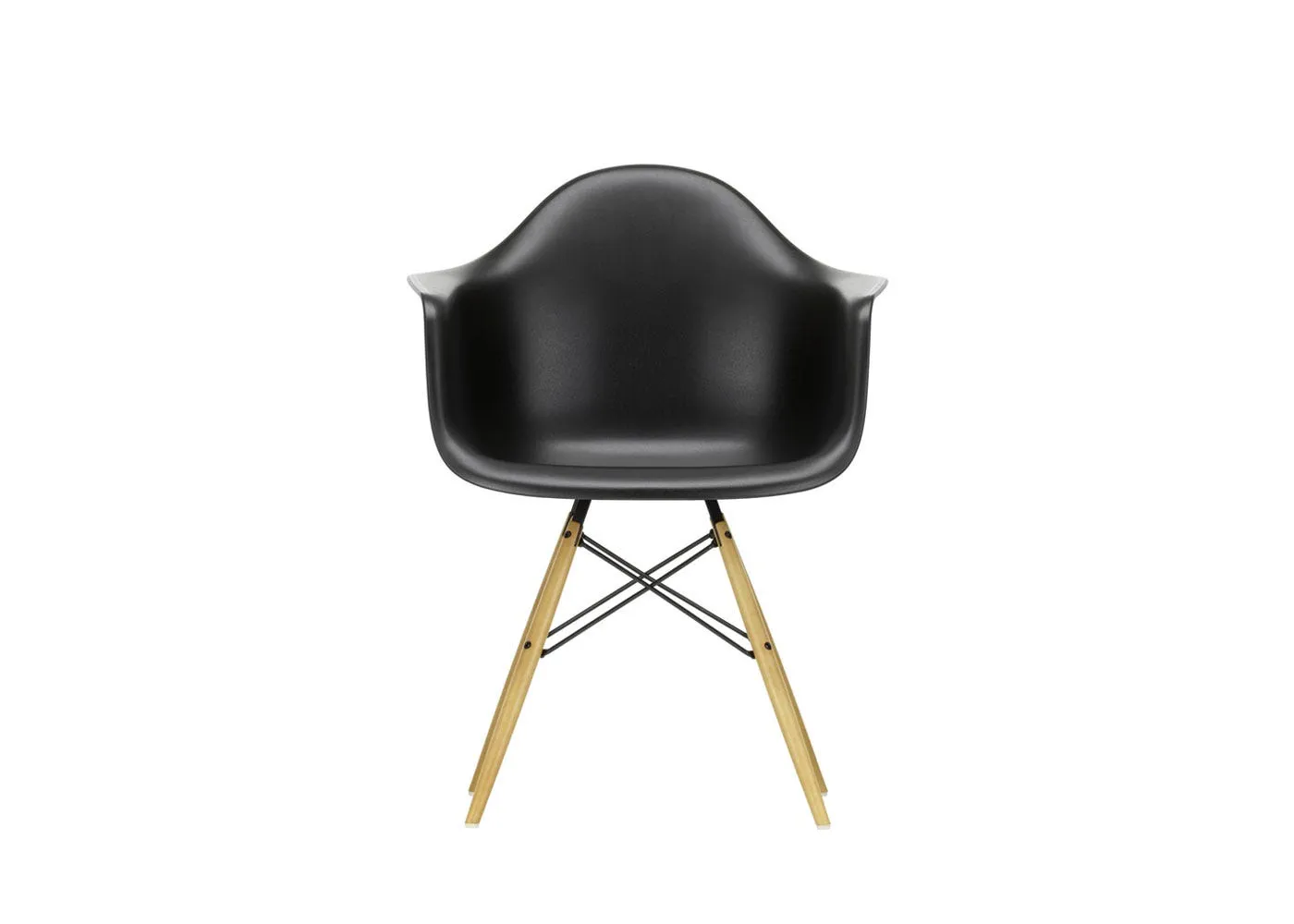 Vitra Eames DAW Armchair New Height Deep Black Golden Maple Base 1