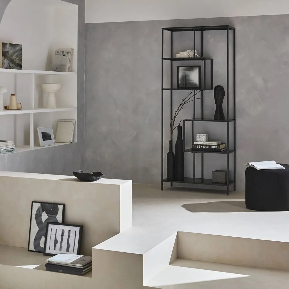 sweeek 6-tier Asymmetrical Bookshelf In Black Metal
