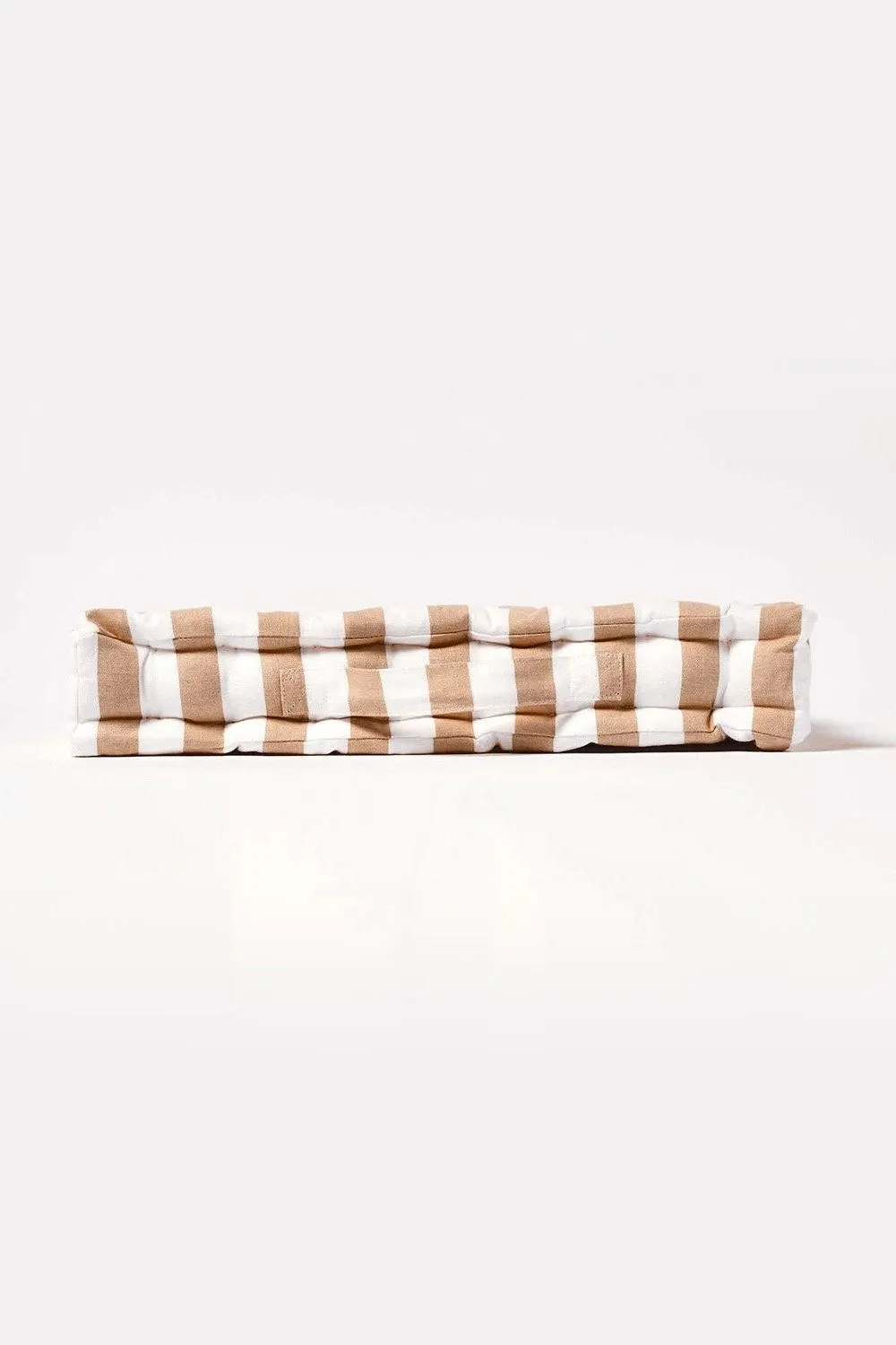 Homescapes Cotton Thick Stripe Floor Cushion in Beige 5