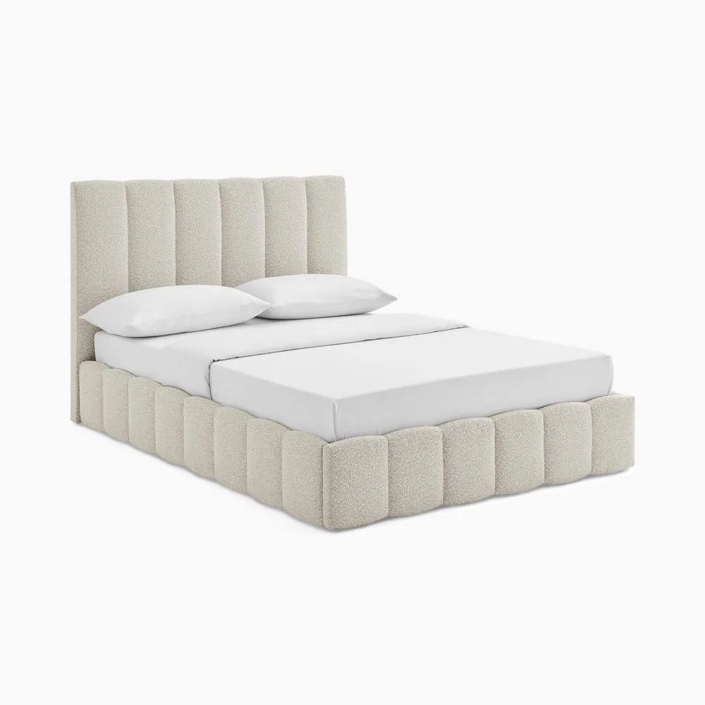 FurnitureboxUK Trifle Beige Boucle Fabric Ottoman Double Bed Frame 2
