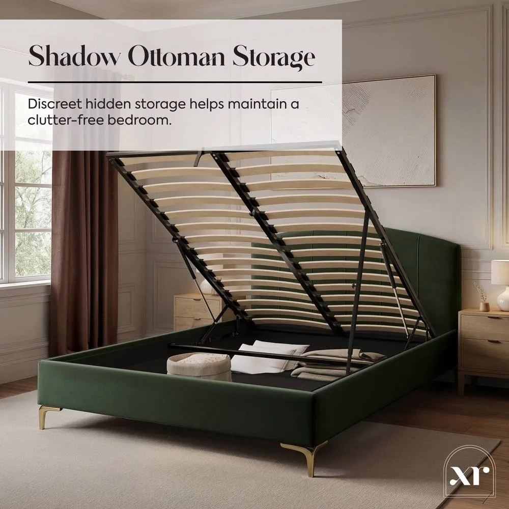 X Rocker Avery Upholstered Shadow Ottoman - Double - Olive Green in Dark Olive 5