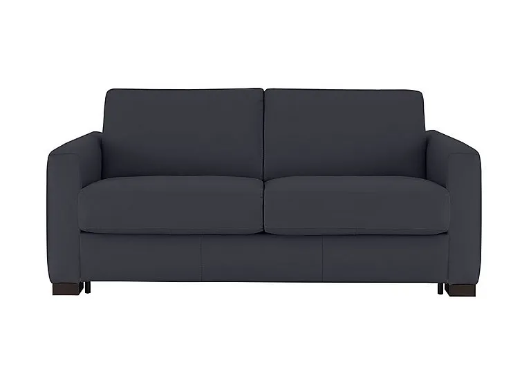 Alcova 2.5 Seater Leather Sofa Bed with Box Arms - Torello Blu