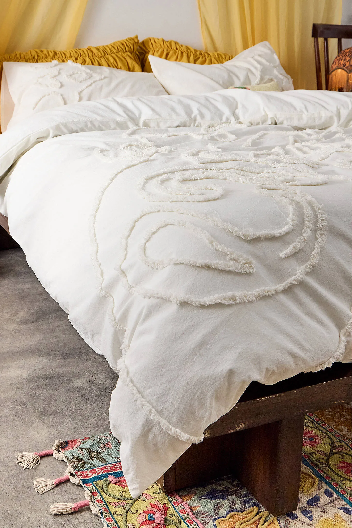 Ecru Saffron Tufted Duvet Set - Cream 5