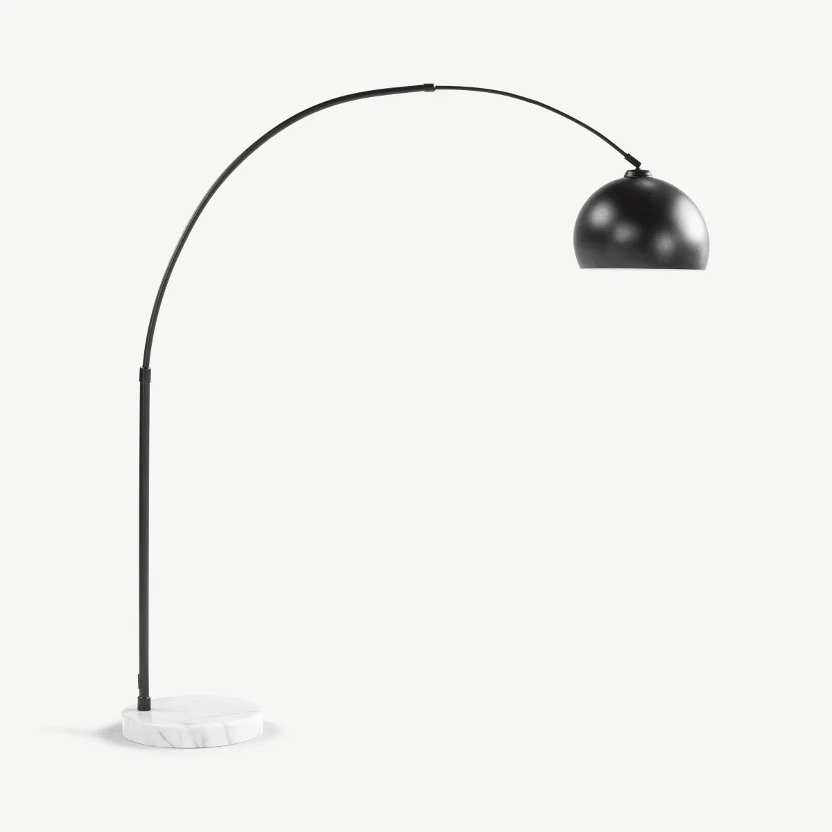 Bow Large Arc Overreach Floor Lamp, Black and White Marble